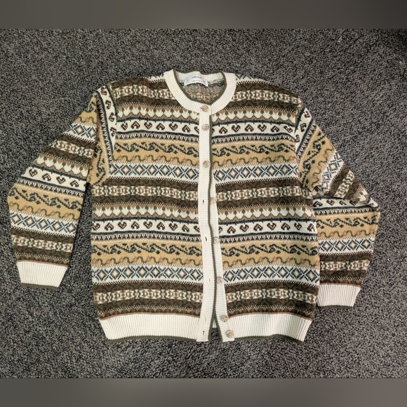 Vintage 90s St. Michael Women's Fair Isle Cardigan UK size 14 - Picture 2 of 8